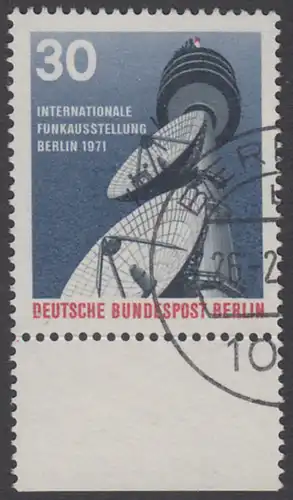 BERLIN 1971 Michel-Nummer 391 gestempelt EINZELMARKE RAND unten (a)