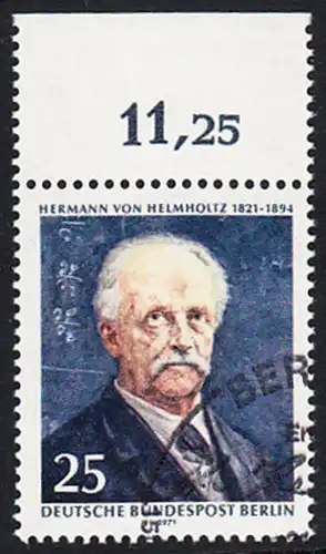 BERLIN 1971 Michel-Nummer 401 gestempelt EINZELMARKE RAND oben (f)