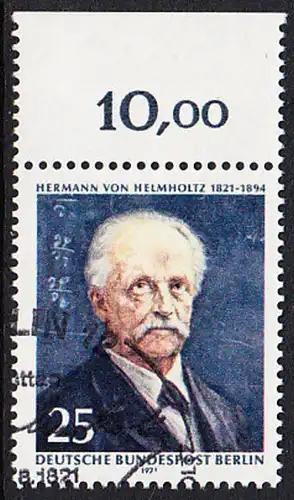 BERLIN 1971 Michel-Nummer 401 gestempelt EINZELMARKE RAND oben (e)