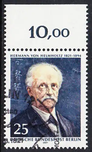 BERLIN 1971 Michel-Nummer 401 gestempelt EINZELMARKE RAND oben (d)