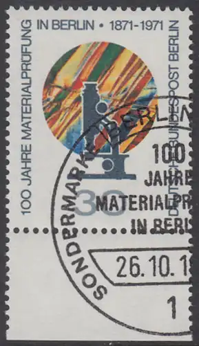 BERLIN 1971 Michel-Nummer 416 gestempelt EINZELMARKE RAND unten (b)