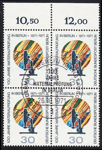 BERLIN 1971 Michel-Nummer 416 gestempelt BLOCK RÄNDER oben