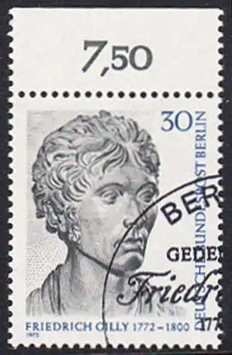 BERLIN 1972 Michel-Nummer 422 gestempelt EINZELMARKE RAND oben (c)