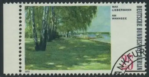 BERLIN 1972 Michel-Nummer 424 gestempelt EINZELMARKE RAND links