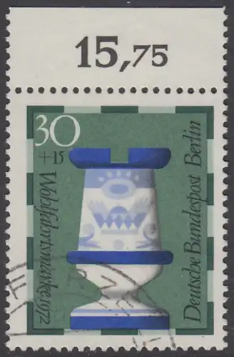 BERLIN 1972 Michel-Nummer 436 gestempelt EINZELMARKE RAND oben (b)