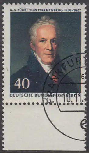 BERLIN 1972 Michel-Nummer 440 gestempelt EINZELMARKE RAND unten (a)