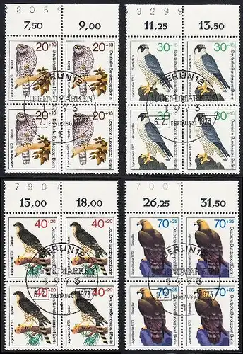 BERLIN 1973 Michel-Nummer 442-445 gestempelt SATZ(4) BLÖCKE RÄNDER oben (b)