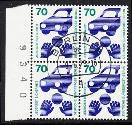 BERLIN 1973 Michel-Nummer 453 gestempelt BLOCK RÄNDER links (b/BZ)