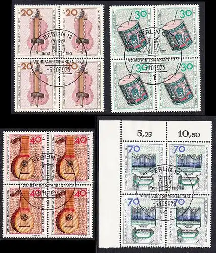 BERLIN 1973 Michel-Nummer 459-462 gestempelt SATZ(4) BLÖCKE (a1)