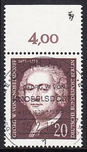 BERLIN 1974 Michel-Nummer 464 gestempelt EINZELMARKE RAND oben (c)