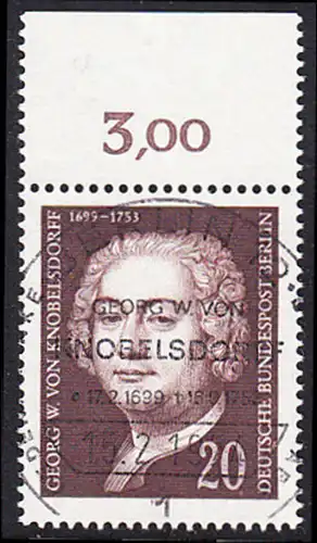 BERLIN 1974 Michel-Nummer 464 gestempelt EINZELMARKE RAND oben (b)