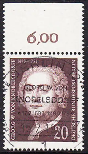 BERLIN 1974 Michel-Nummer 464 gestempelt EINZELMARKE RAND oben (f)