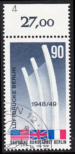 BERLIN 1974 Michel-Nummer 466 gestempelt EINZELMARKE RAND oben (b)