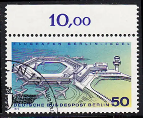 BERLIN 1974 Michel-Nummer 477 gestempelt EINZELMARKE RAND oben (c)