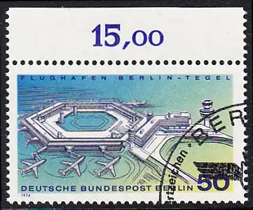 BERLIN 1974 Michel-Nummer 477 gestempelt EINZELMARKE RAND oben (d)