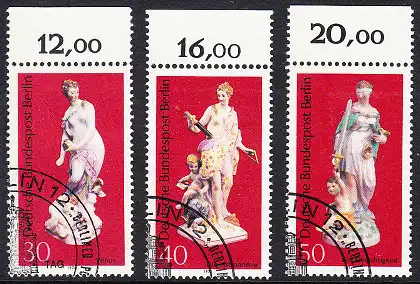 BERLIN 1974 Michel-Nummer 478-480 gestempelt SATZ(3) EINZELMARKEN RÄNDER oben (m)