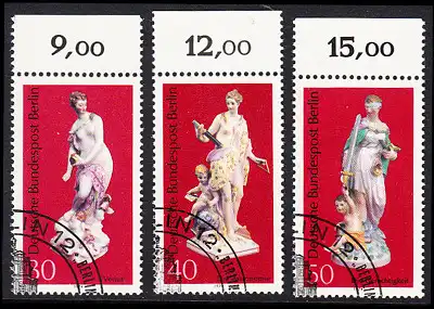 BERLIN 1974 Michel-Nummer 478-480 gestempelt SATZ(3) EINZELMARKEN RÄNDER oben (e)