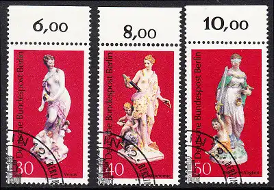 BERLIN 1974 Michel-Nummer 478-480 gestempelt SATZ(3) EINZELMARKEN RÄNDER oben (c)