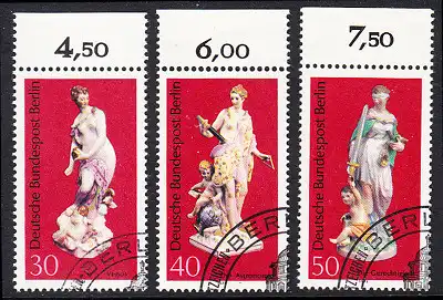 BERLIN 1974 Michel-Nummer 478-480 gestempelt SATZ(3) EINZELMARKEN RÄNDER oben (b)