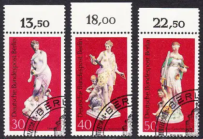 BERLIN 1974 Michel-Nummer 478-480 gestempelt SATZ(3) EINZELMARKEN RÄNDER oben (n)
