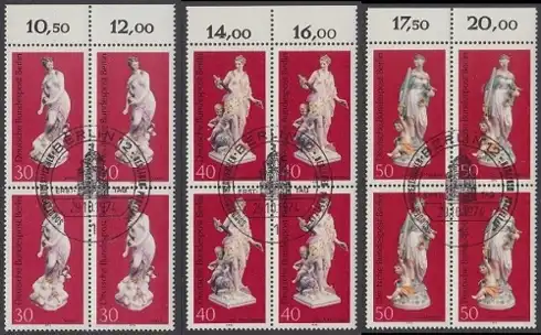BERLIN 1974 Michel-Nummer 478-480 gestempelt SATZ(3) BLÖCKE RÄNDER oben