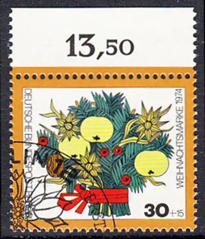 BERLIN 1974 Michel-Nummer 481 gestempelt EINZELMARKE RAND oben (b)