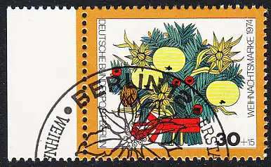 BERLIN 1974 Michel-Nummer 481 gestempelt EINZELMARKE RAND links (b)