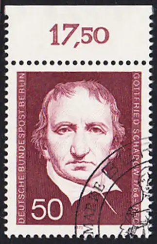 BERLIN 1975 Michel-Nummer 482 gestempelt EINZELMARKE RAND oben (g)
