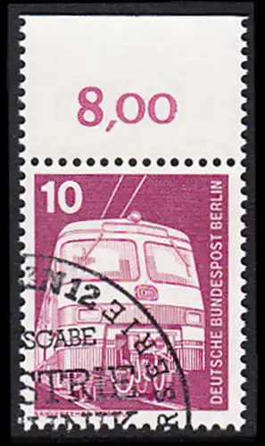 BERLIN 1975 Michel-Nummer 495 gestempelt EINZELMARKE RAND oben (b)