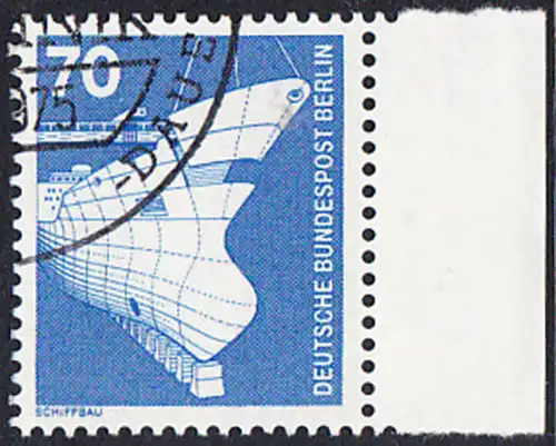BERLIN 1975 Michel-Nummer 500 gestempelt EINZELMARKE RAND rechts (b)