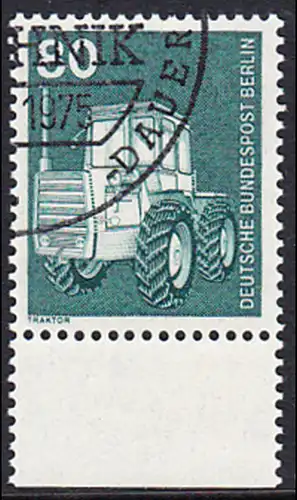 BERLIN 1975 Michel-Nummer 501 gestempelt EINZELMARKE RAND unten (b)