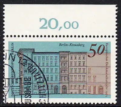 BERLIN 1975 Michel-Nummer 508 gestempelt EINZELMARKE RAND oben (c)
