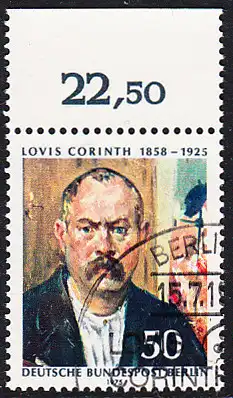 BERLIN 1975 Michel-Nummer 509 gestempelt EINZELMARKE RAND oben (k)