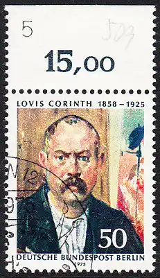 BERLIN 1975 Michel-Nummer 509 gestempelt EINZELMARKE RAND oben (e)