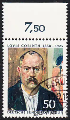 BERLIN 1975 Michel-Nummer 509 gestempelt EINZELMARKE RAND oben (b)