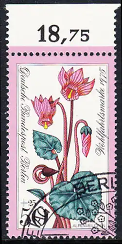 BERLIN 1975 Michel-Nummer 512 gestempelt EINZELMARKE RAND oben (a)