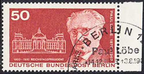 BERLIN 1975 Michel-Nummer 515 gestempelt EINZELMARKE RAND rechts (g)