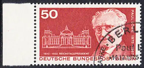 BERLIN 1975 Michel-Nummer 515 gestempelt EINZELMARKE RAND links