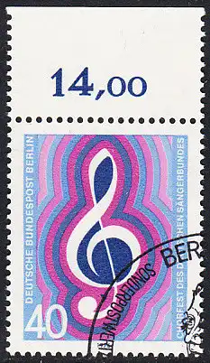 BERLIN 1976 Michel-Nummer 522 gestempelt EINZELMARKE RAND oben (k)