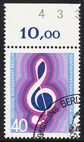 BERLIN 1976 Michel-Nummer 522 gestempelt EINZELMARKE RAND oben (d)