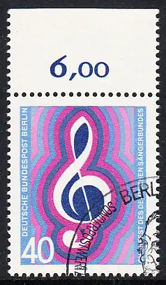 BERLIN 1976 Michel-Nummer 522 gestempelt EINZELMARKE RAND oben (b)