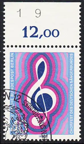 BERLIN 1976 Michel-Nummer 522 gestempelt EINZELMARKE RAND oben (f)