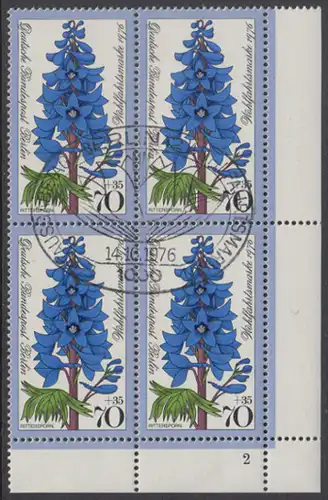 BERLIN 1976 Michel-Nummer 527 gestempelt BLOCK ECKRAND unten rechts