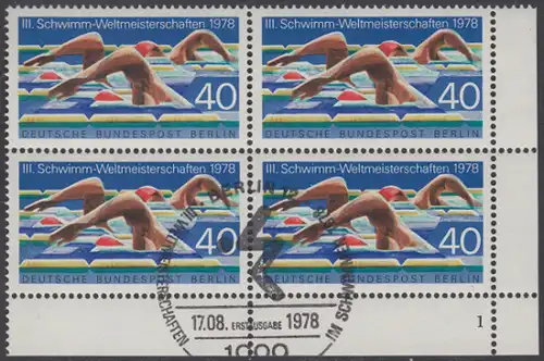 BERLIN 1978 Michel-Nummer 571 gestempelt BLOCK ECKRAND unten rechts
