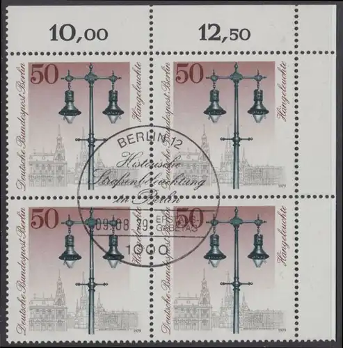 BERLIN 1979 Michel-Nummer 605 gestempelt BLOCK ECKRAND oben rechts