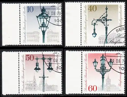 BERLIN 1979 Michel-Nummer 603-606 gestempelt SATZ(4) EINZELMARKEN RÄNDER links (a)