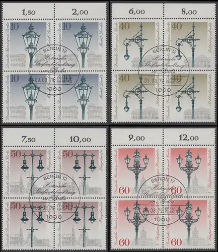 BERLIN 1979 Michel-Nummer 603-606 gestempelt SATZ(4) BLÖCKE RÄNDER oben (a)