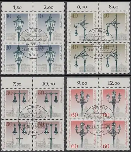 BERLIN 1979 Michel-Nummer 603-606 gestempelt SATZ(4) BLÖCKE RÄNDER oben (b)