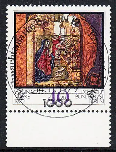 BERLIN 1979 Michel-Nummer 613 gestempelt EINZELMARKE RAND unten (c)
