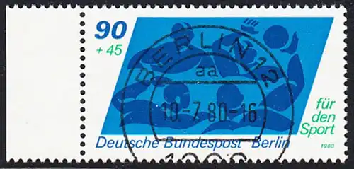 BERLIN 1980 Michel-Nummer 623 gestempelt EINZELMARKE RAND links (b)